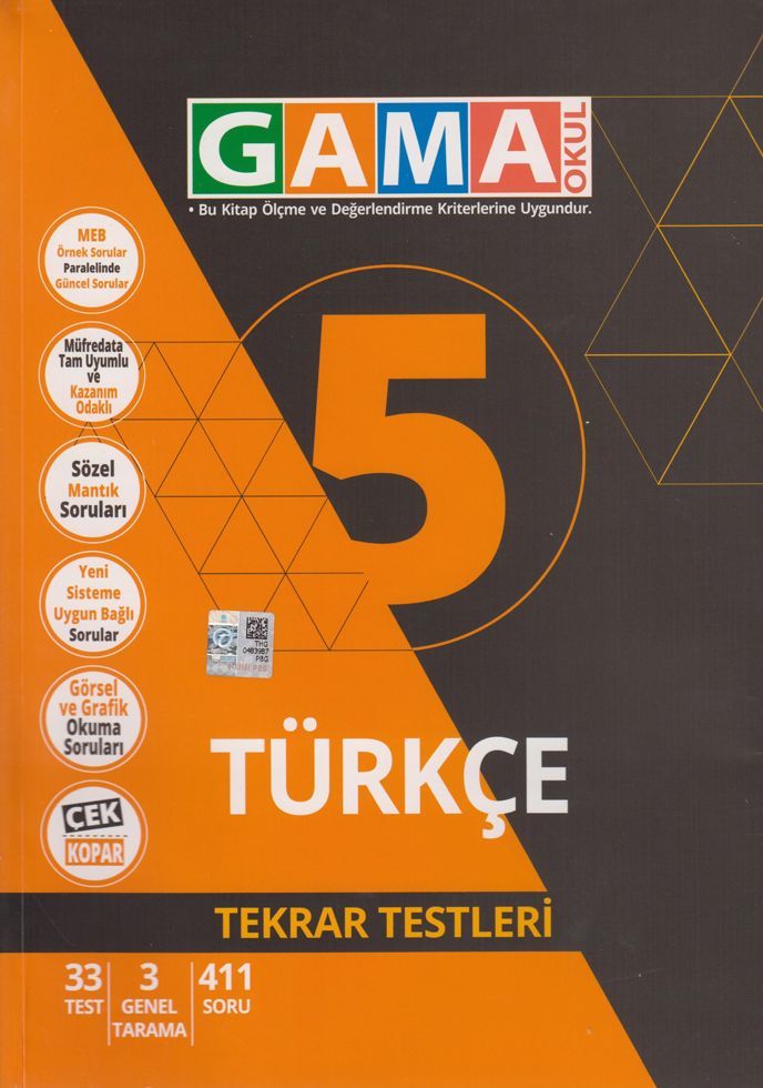 Gama 5.Sınıf Orjin Türkçe Destek Soru Bankası