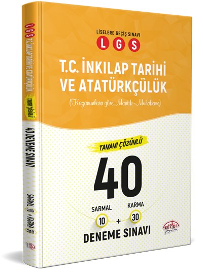Editör Yayınları 8. Sınıf LGS T.C. İnkılap Tarihi ve Atatürkçülük 40 Deneme 10 Sarmal + 30 Karma Çözümlü Editör