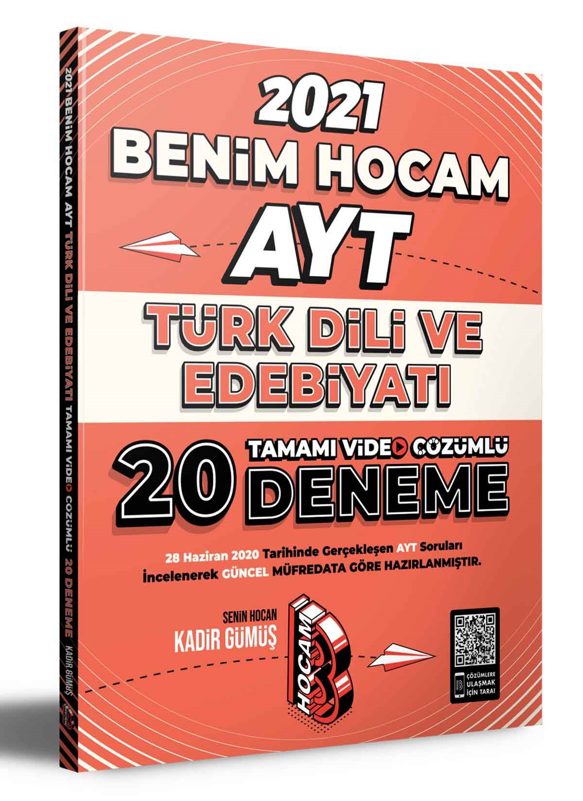 2021 AYT Türk Dili ve Edebiyatı Tamamı Video Çözümlü 20 Deneme Sınavı Benim Hocam Yayınları
