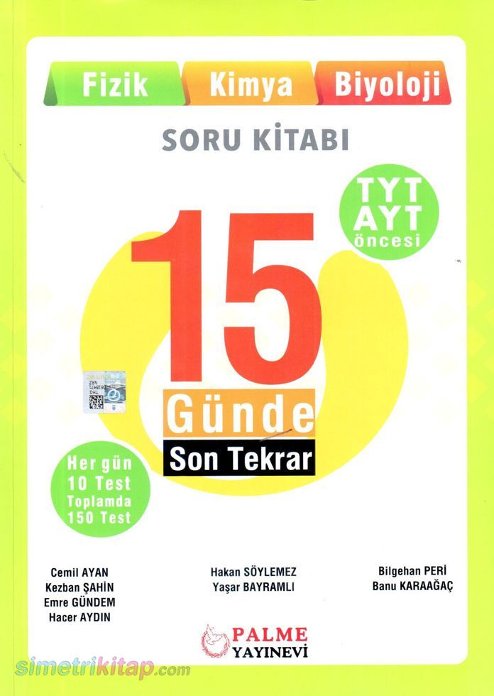 Palme Yayınları TYT AYT Öncesi 15 Günde Son Tekrar Soru Kitabı Sayısal Palme 