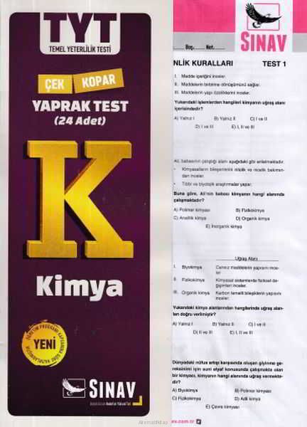 Sınav Tyt Kimya Yaprak Test (24 Test)