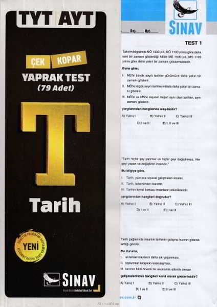 Sınav Tyt-Ayt Tarih Yaprak Test (80 Test)